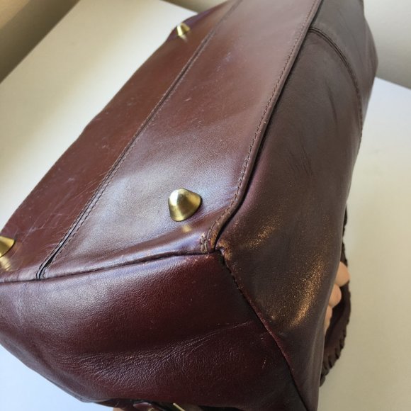 ✨SOLD✨ Vintage Hand Bag 1980's brown/dark red Leather - Picture 7 of 13